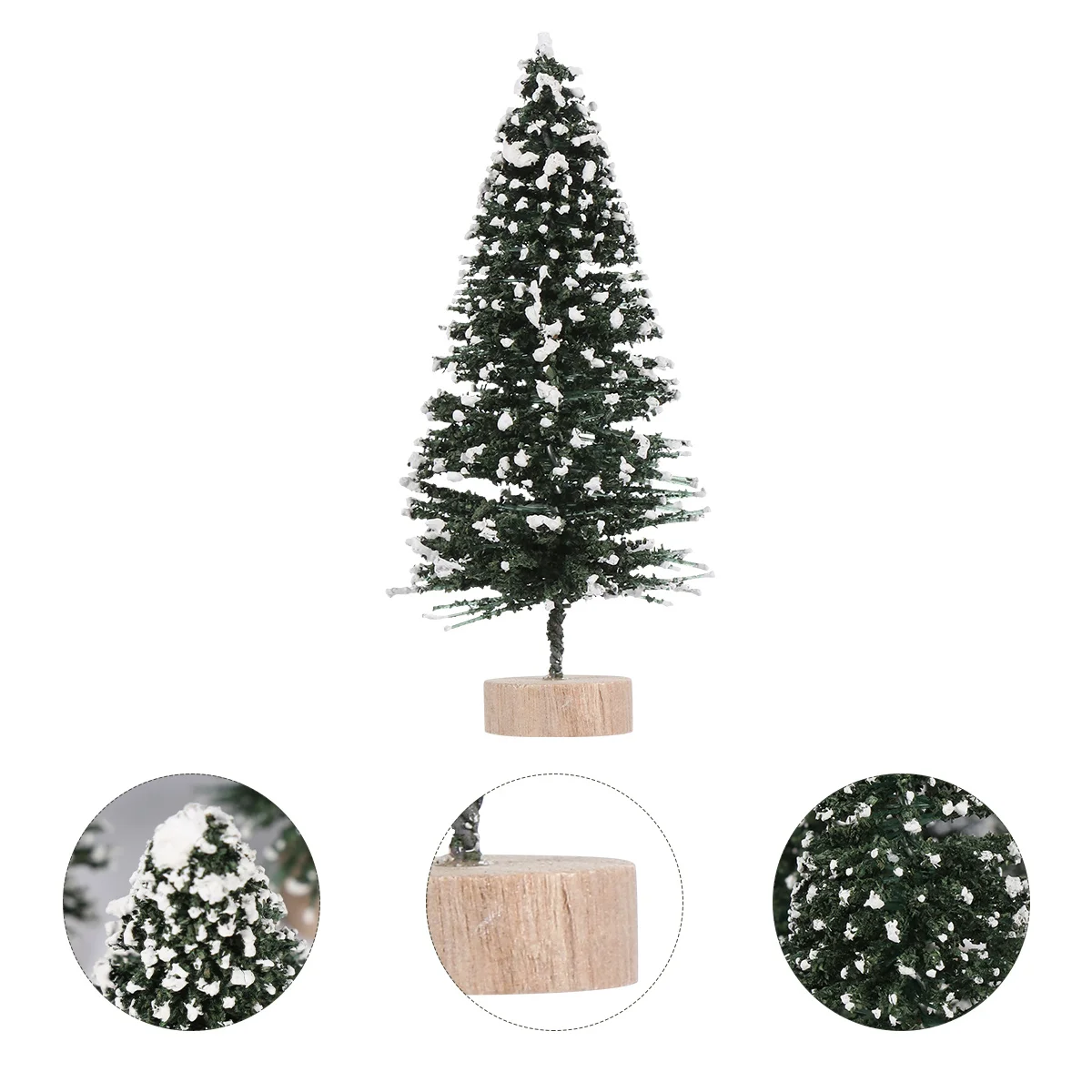 

Frosted Sisal Mini Christmas Trees 12pc Flocked Artificial Tabletop Decor with Wood Base Festive Holiday Xmas Tree Ornament