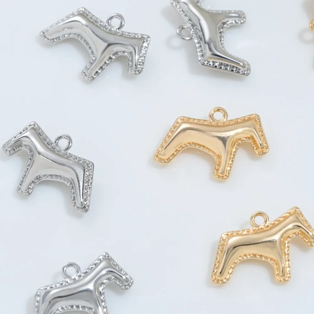 

1Pcs Copper Charms 14K Gold Color Zodiac Trojan Horse Pendant DIY Handmade Jewelry Bracelet Earrings Accessories Material