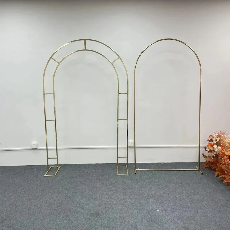 Gold-Plated Geometric Wedding Arch Frame, Shiny Screen, Party Stage Decoration, Backdrop Shelf, 1/3 Pcs