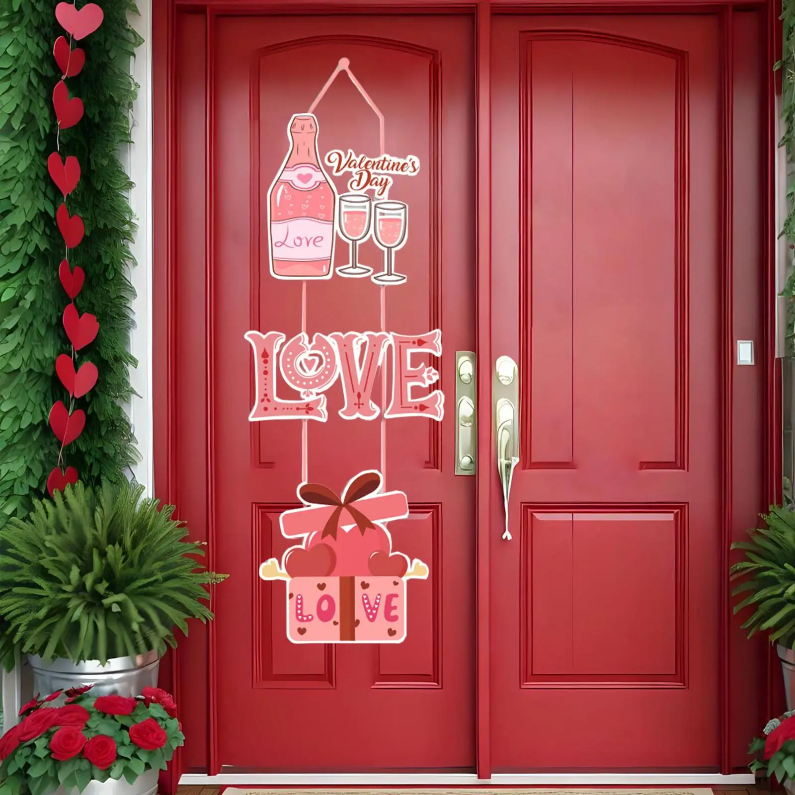 Valentine's Day Door Banner Valentines Day Decoration Hanging Porch Sign for Birthday Party Supplies Engagement Living Room