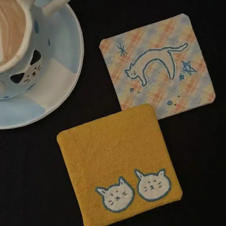 Retro DIY New Colorful Kitten Coaster with High Beauty Ins Style Handmade Products Butter Cute and Fresh Table Mat Desktop Gift