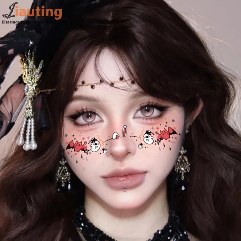

10 шт., Хэллоуин, летучая мышь вампира, поддельные веснушки, временные татуировки, наклейки для детей и женщин, горячее тиснение, веснушки, макияж, вечерние макияж для лица