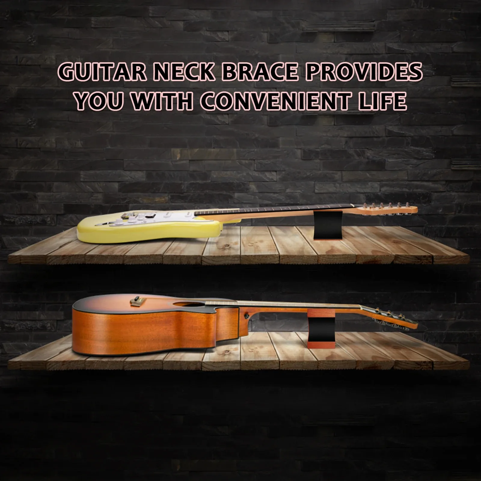 وسادة دعم رقبة الجيتار قابلة للتعديل - خشب الماهوجني، إعدادين للارتفاع، للجيتار الكهربائي/الصوتي، الجهير، المندولين - Luthier #4