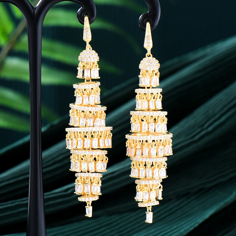 GODKI Luxury Handmade Long Tassel Earring For Women Wedding Party Indian Dubai Bridal Jewelry boucle d'oreille femme Gift