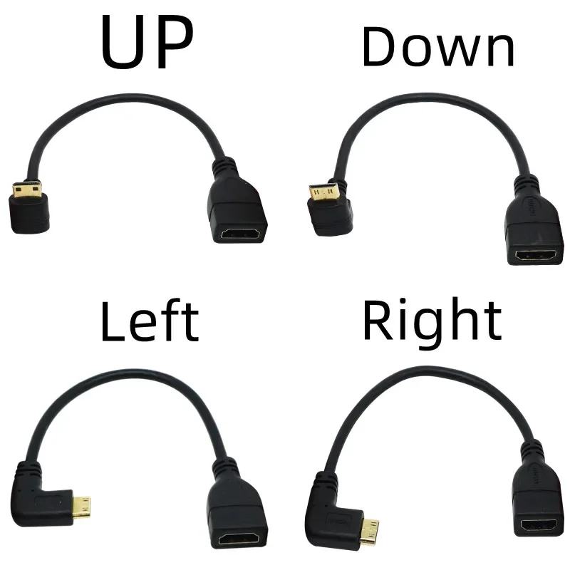 

17cm Up Down Right Left Angled Mini HDTV-compatible to HDTV Male to Female Cable for Laptop PC HDTV Type C HDTV Angle adapter