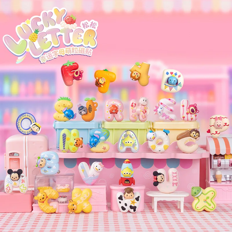 

Authentic Disney Lucky Letter Refrigerator Sticker Blind Bag Toys Anime Stitch Lotso Mickey Mouse Woody Ornaments For Kids Gift