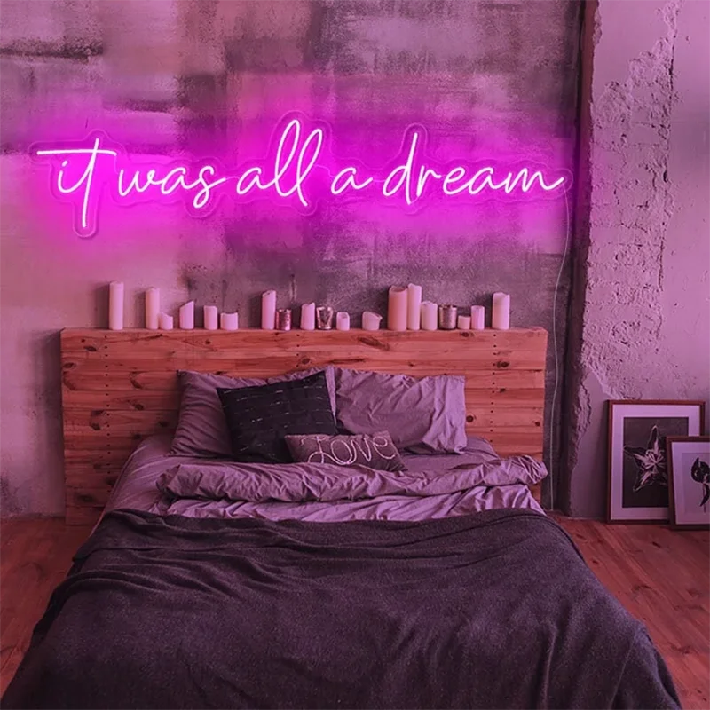 

Aesthetic Cute It Was All A Dream Neon Sign Custom Decoracion Acrylic For Shop Party Gift Home Kawaii Anime Wall Room Decor