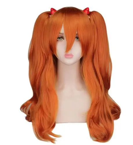 Anime  Asuka Langley Soryu Cosplay Wig Orange Heat Resistant Costume Synthetic Hair Women Headwear