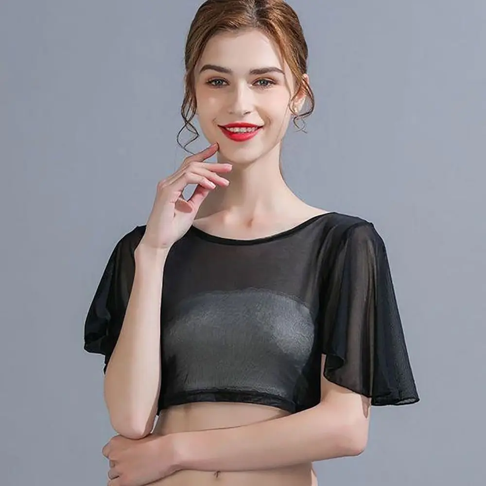 See Through Mesh T Shirt Short Sleeve Y2k Crop Tops Woman Clothing Summer Black White Streetwear Sexy T-shirts for Womens