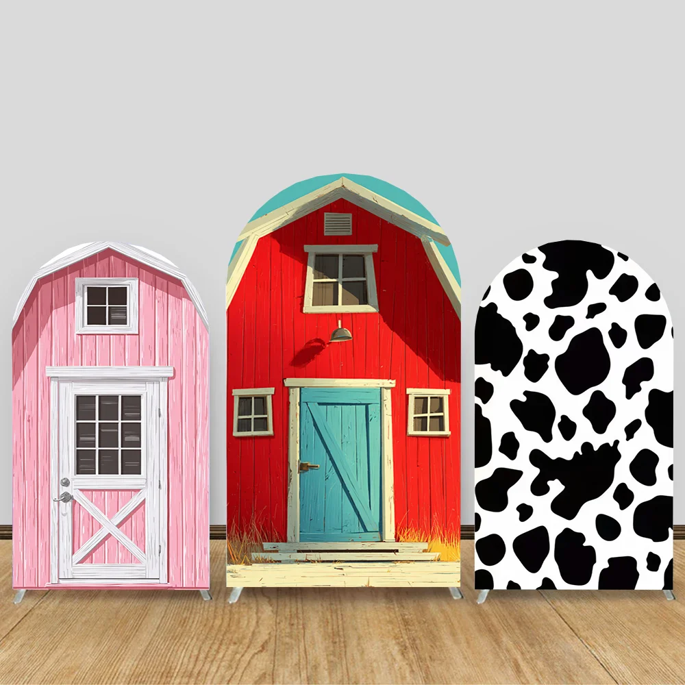 

Custom 2-Sided Farm Barn Door Kids Birthday Party Baby Shower Covers Chiara Arch Wall Background Decor Backdrop Photo