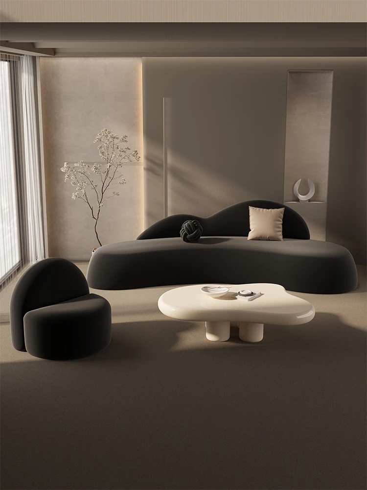 

Black curved special-shaped sofa creative designer clothing store beauty salon lounge area reception office