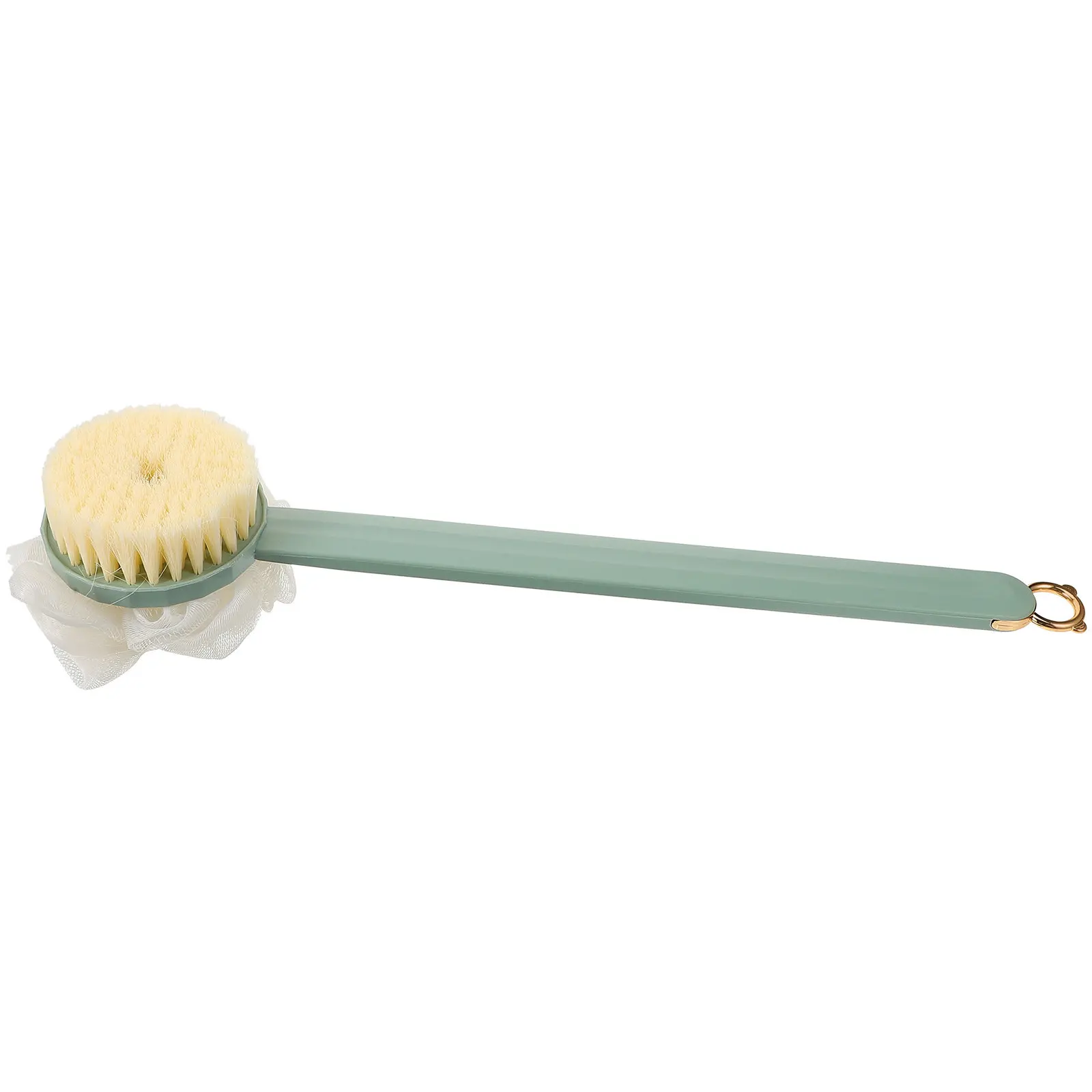 2-in-1 Shower Brush Bathing Brush with Wooden Handle Deep Cleansing Back Scrubber Massage Body Cleaning Tool for Smooth Soft
