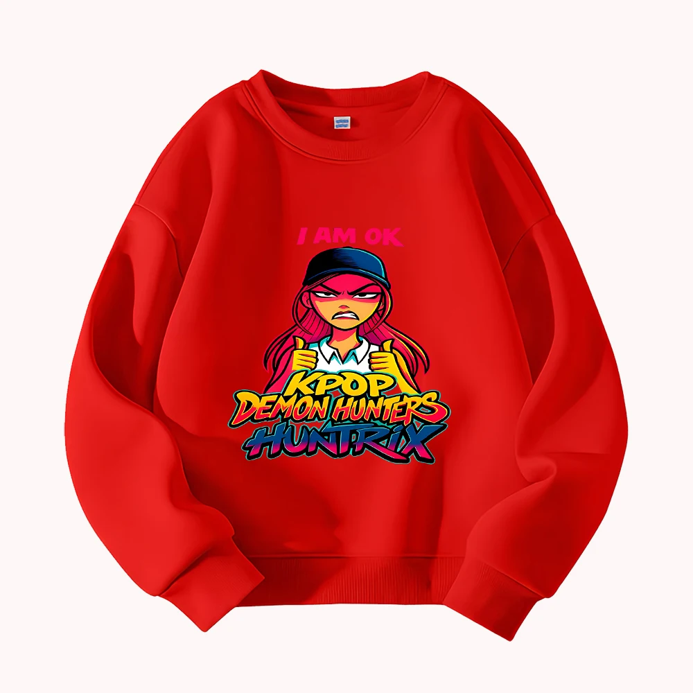 سويت شيرت نسائي كاجوال من القطن برقبة دائرية من KPOP Demon Hunters Huntrix I Am OK بطباعة جرافيك #4