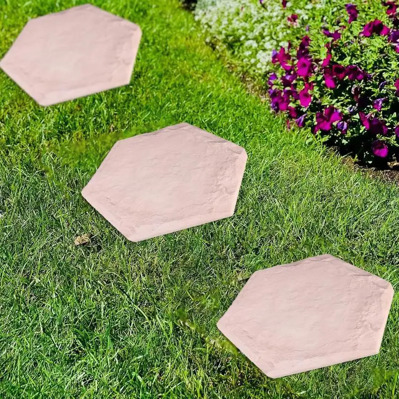 4pcs Garden Stepping Stones Pathway Stone Mat Lawn Ornaments Large Stepping Stones Walkway Paver Garden Outdoor Decorations