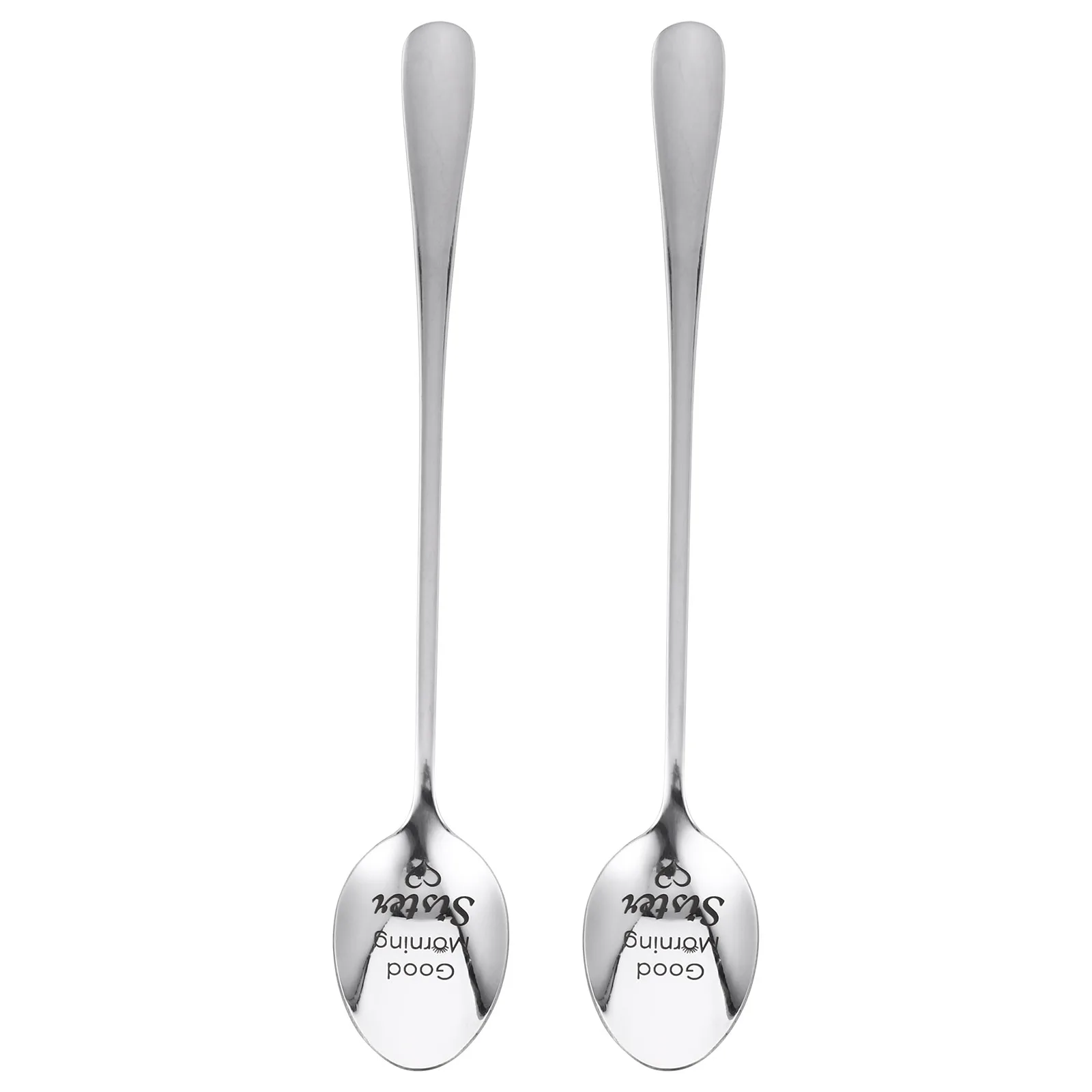 

2pcs Stainless Steel Spoons Dessert Tea Mixing Long Handle Coffee Ice Cream Spoon Mirror Polished Dishwasher Safe Ergonomic