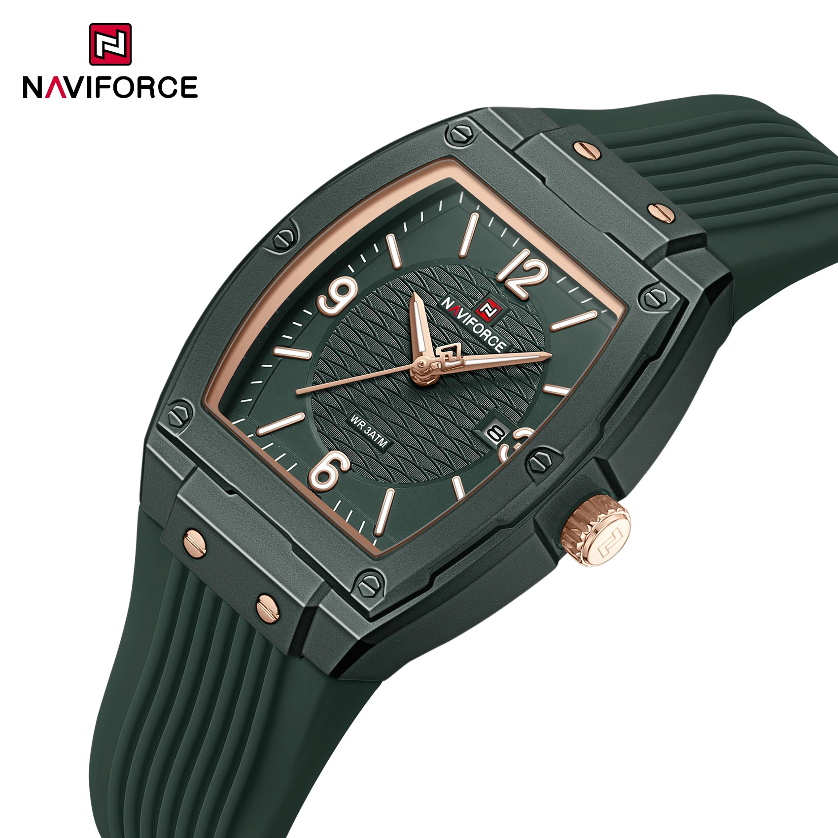 

NAVIFORCE NF5070 Woman Fashion Watch Simple Quartz Watches Luminous Pointer Silicone Strap 3ATM Waterproof Quartz Watch