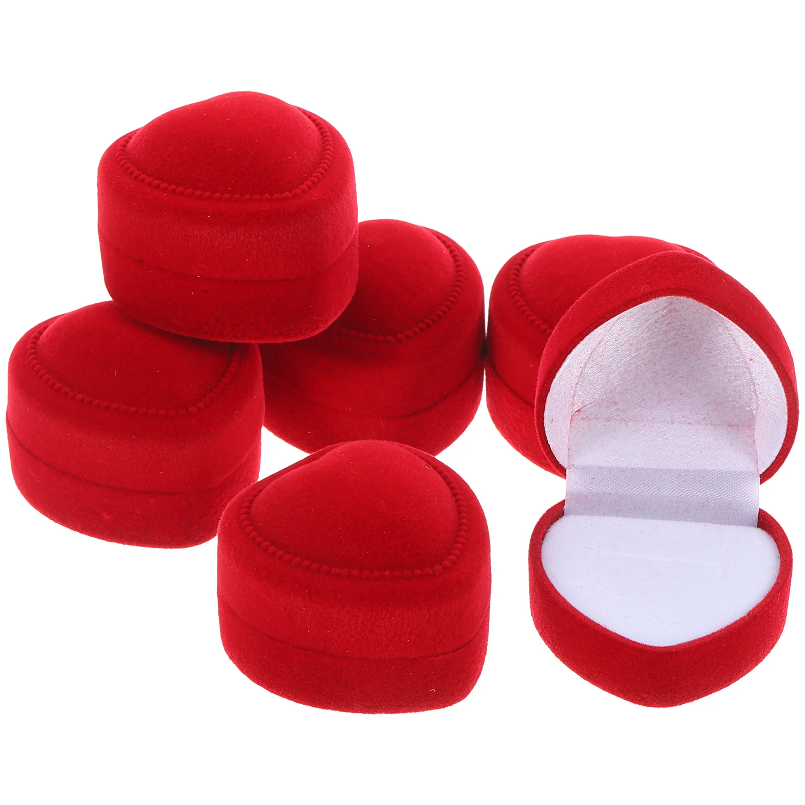 

6Pcs Heart Shape Wedding Ring Box Elegant Jewelry Case Portable Engagement Proposal Gift Organizer Delicate Ring Storage