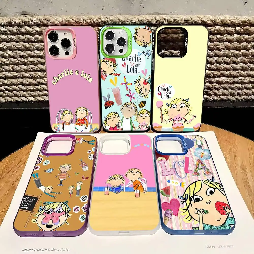 

Charlie And Lola Anime Phone Case Color Silver Shell For LPhone 17 16 16e 15 14 13 12 11 Pro Max Plus