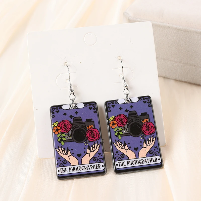 1Pair Reader Tarot Drop Earring  Acrylic Spicy For Woman Girl Holiday Birthday Gift image 3
