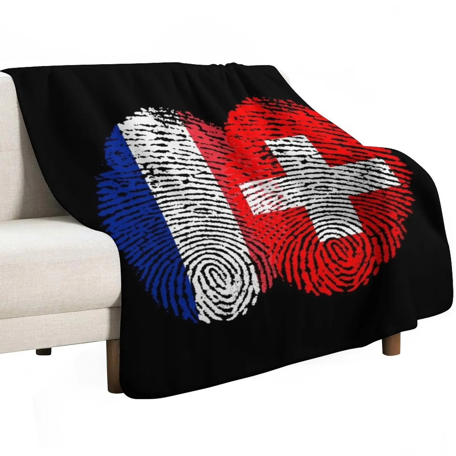 France Switzerland Flags Fingerprint united Throw Blanket Thins Multi-Purpose Thin Stuffeds Flannels blankets ands Blankets