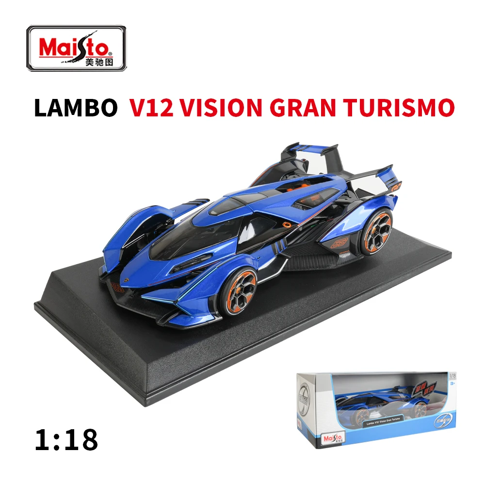 Maisto 1:18 Lambo V12 Vision Gran Turismo Black Sports Car Static