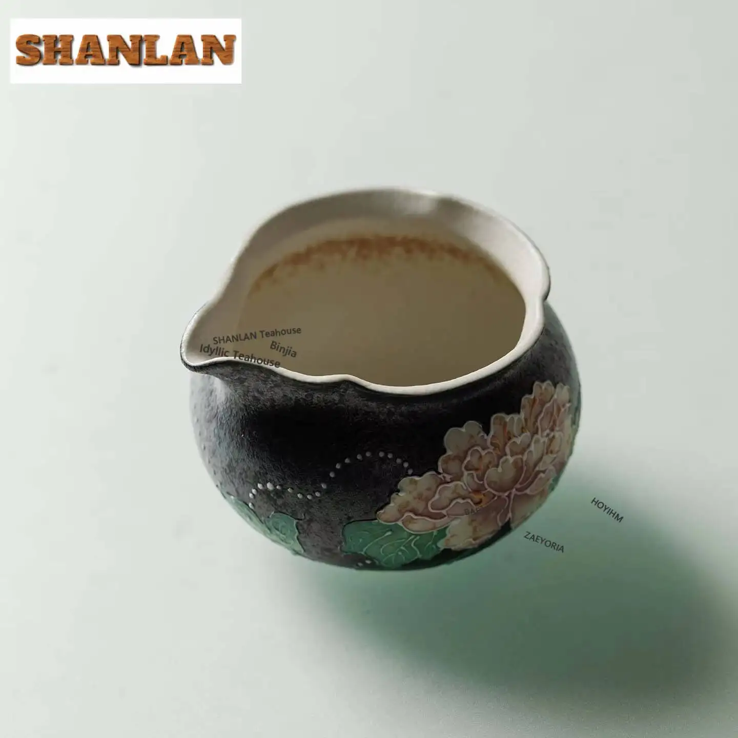180ml Hand Painted Night Bloom Peony Tea Pitcher Pour Tea Cha Hai Dispenser Justice Cup Dahongpao Fair Mug Cafes Accessories