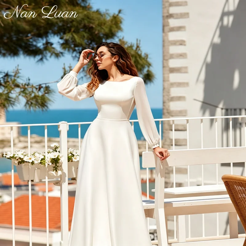 26 Styles Mixed Fabric Satin Bodice Chiffon Skirt Open Back Tie Wedding Dress Chapel Train Vestidos de Novia Customized