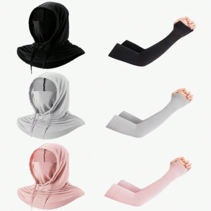 Neutral Balaclava Hat Sun Protection Arm Cover, UV Resistant Women's Face Mask, Summer Sun Hat, Suitable For Outdoor Activities