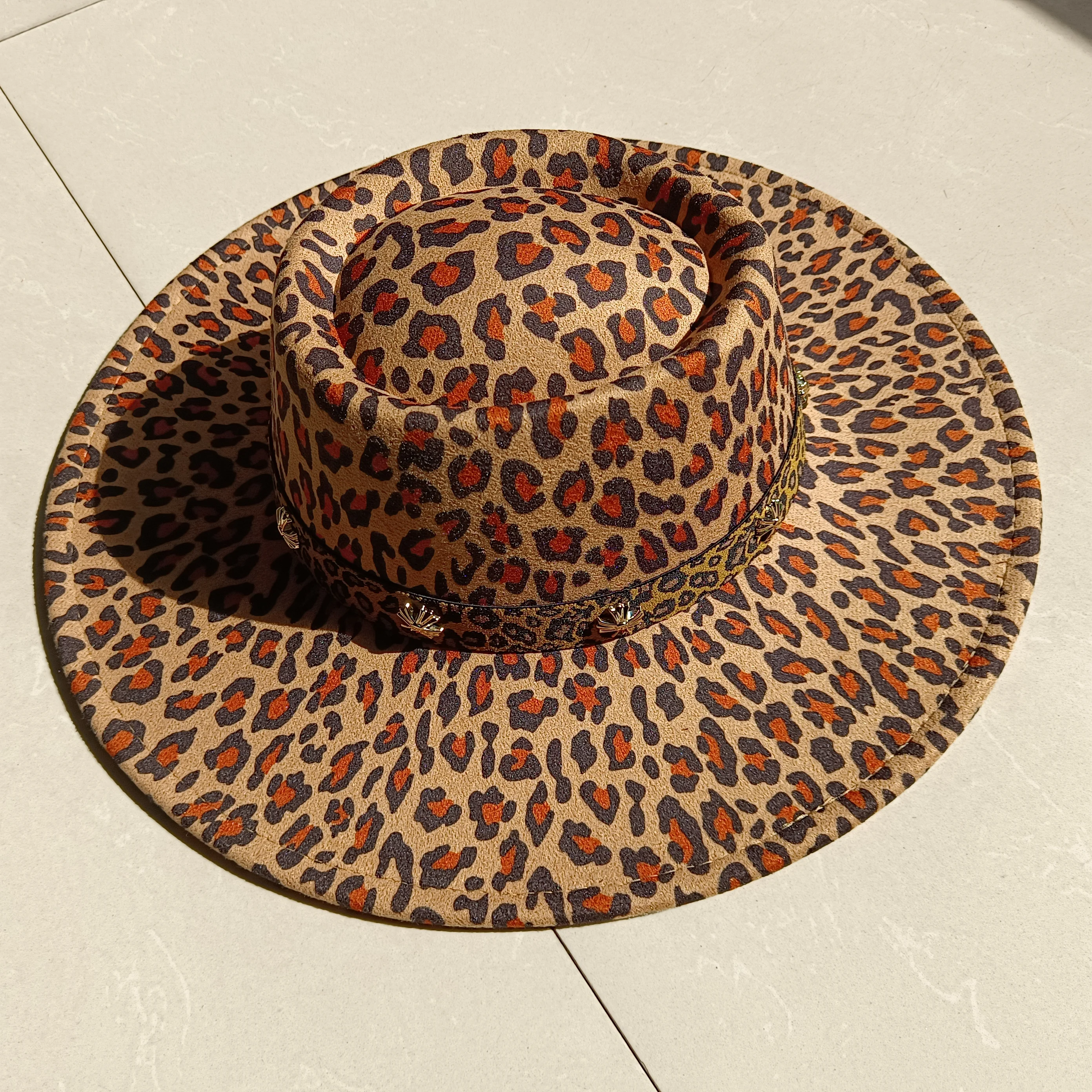 Bump Top Fedoras Hat Rose Red Leopard Summer Sun Hat Hat For Man Women Fashion 9.5cm Big Brim Panama Hat 2022 New