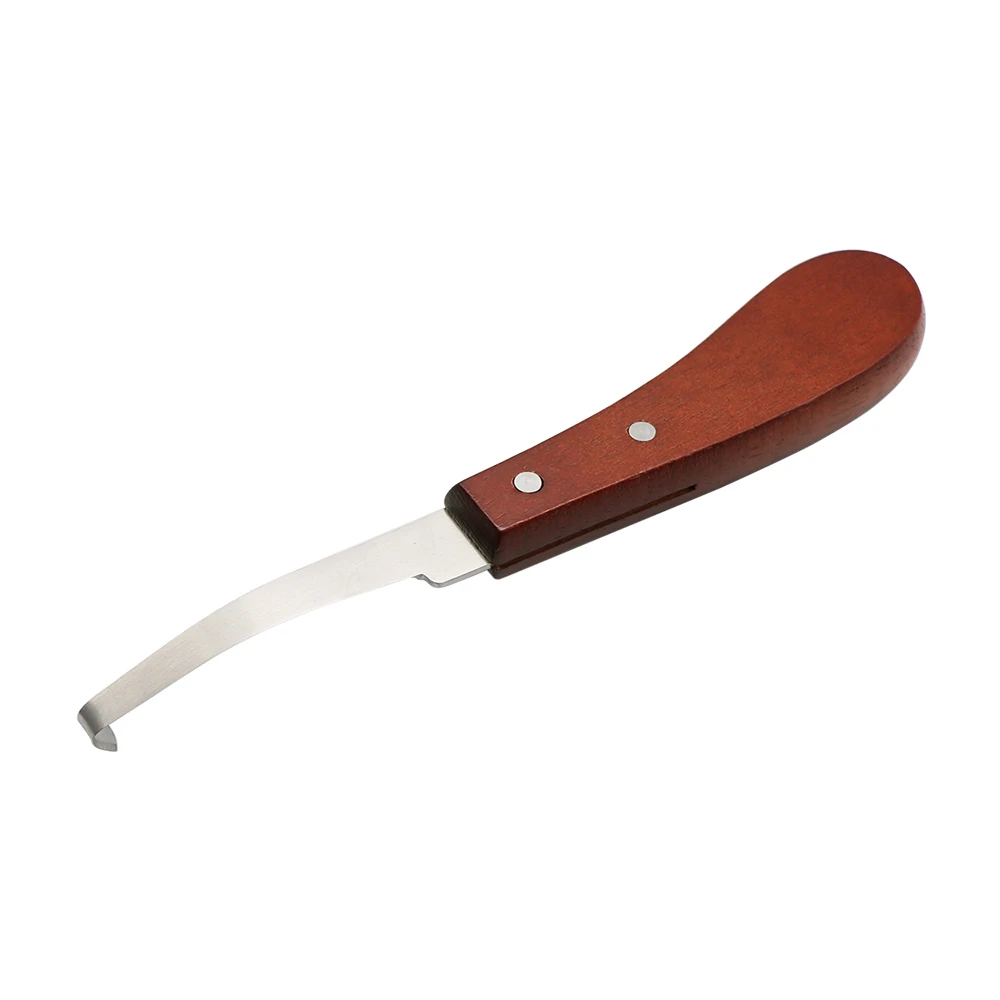 1Set Blade Hoof Trimming Knives Horse Stainless Steel Hook Right/Left Hand With Wooden Handle Hoof Knife Tool