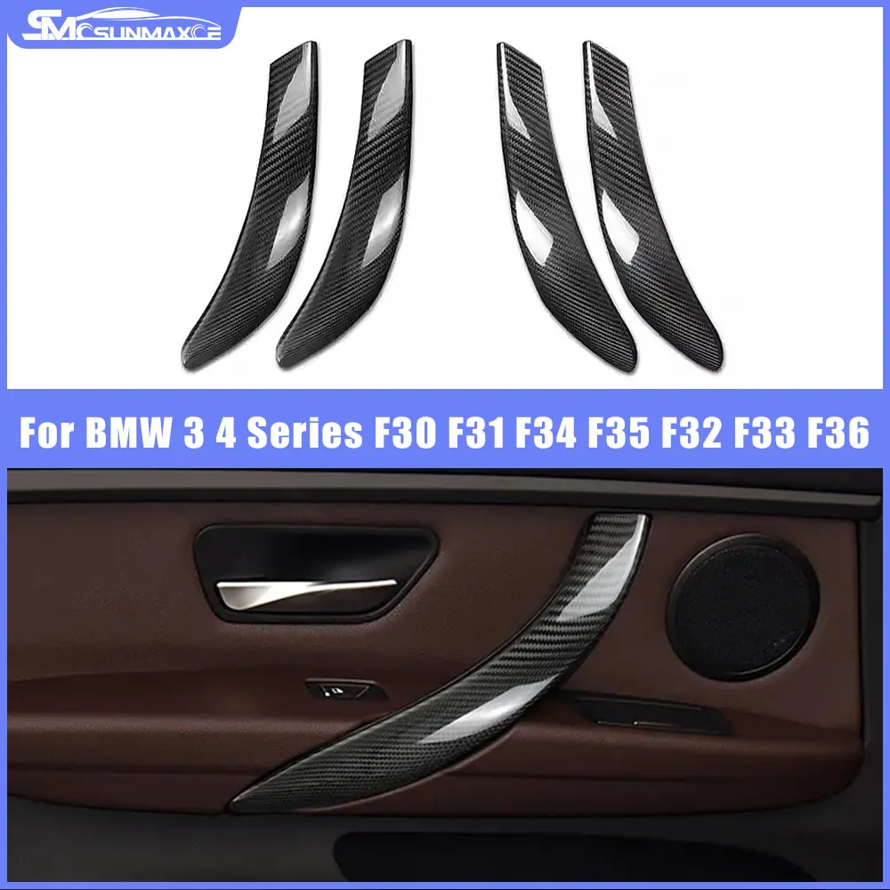 

Накладка на дверную ручку автомобиля из настоящего углеродного волокна, аксессуары для интерьера для BMW 3, 4 серии F30 F31 F34 GT F35 F32 F33 F36