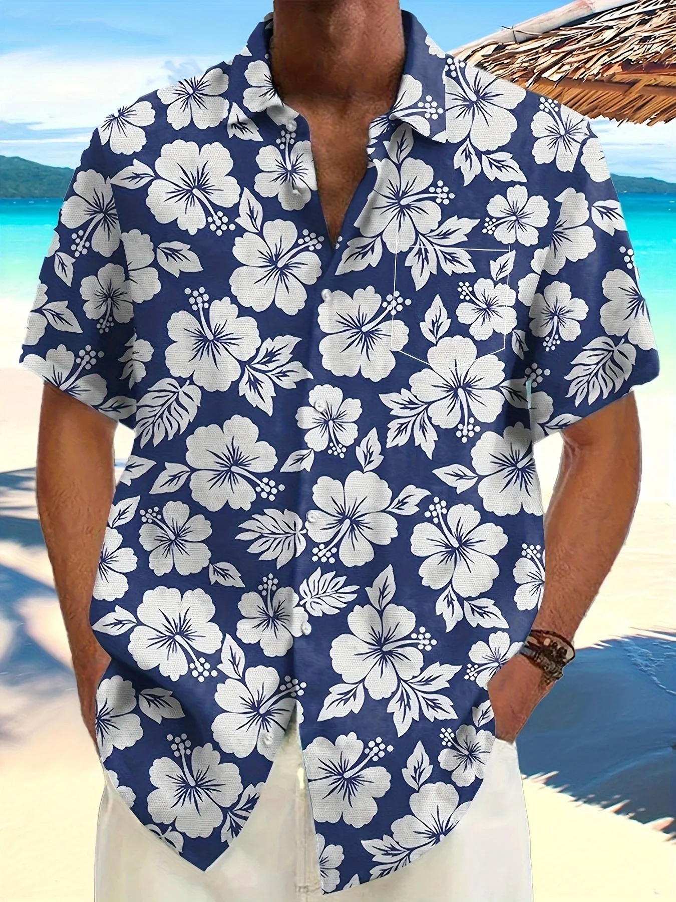 New Summer Men\'s Hawaiian Shirts For Beach Retro Floral Printed Short Sleeve Lapel Shirt Oversized Casual Loose Hawaii Shirt Top