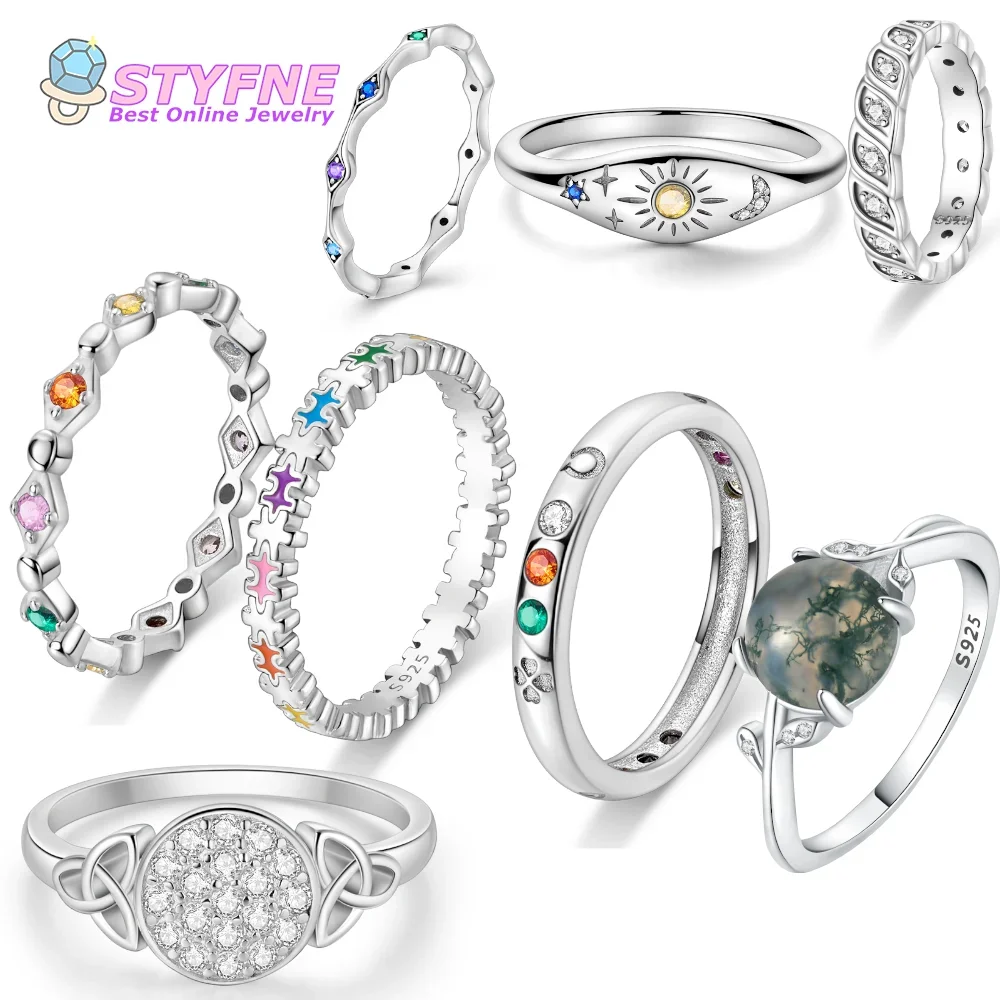 Women 925 Sterling Silver Dazzle Symbol Rings Jewelry Anniversary Birthday Fashion Gifts for Mother Wife Girls Official Website