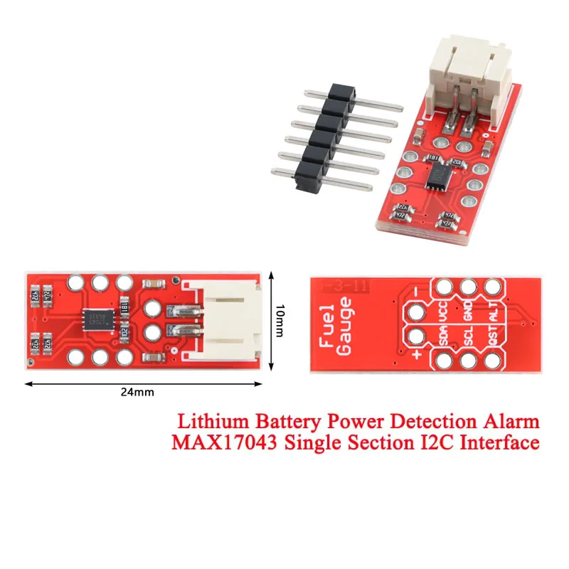 MAX17043 LiPo Fuel Gauge Lithium Battery Power Detection Alarm Module Board A/D Conversion IIC Interface Monitoring for Arduino