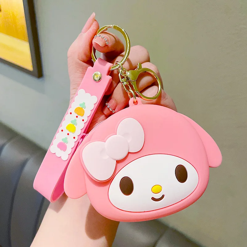 MINISO Sanrio Keychain Cute Coin Purse Wallet Widgets Cartoon Hello Kitty Cinnamoroll My Melody Pochacoo Kuromi Keroppi Pom Gift