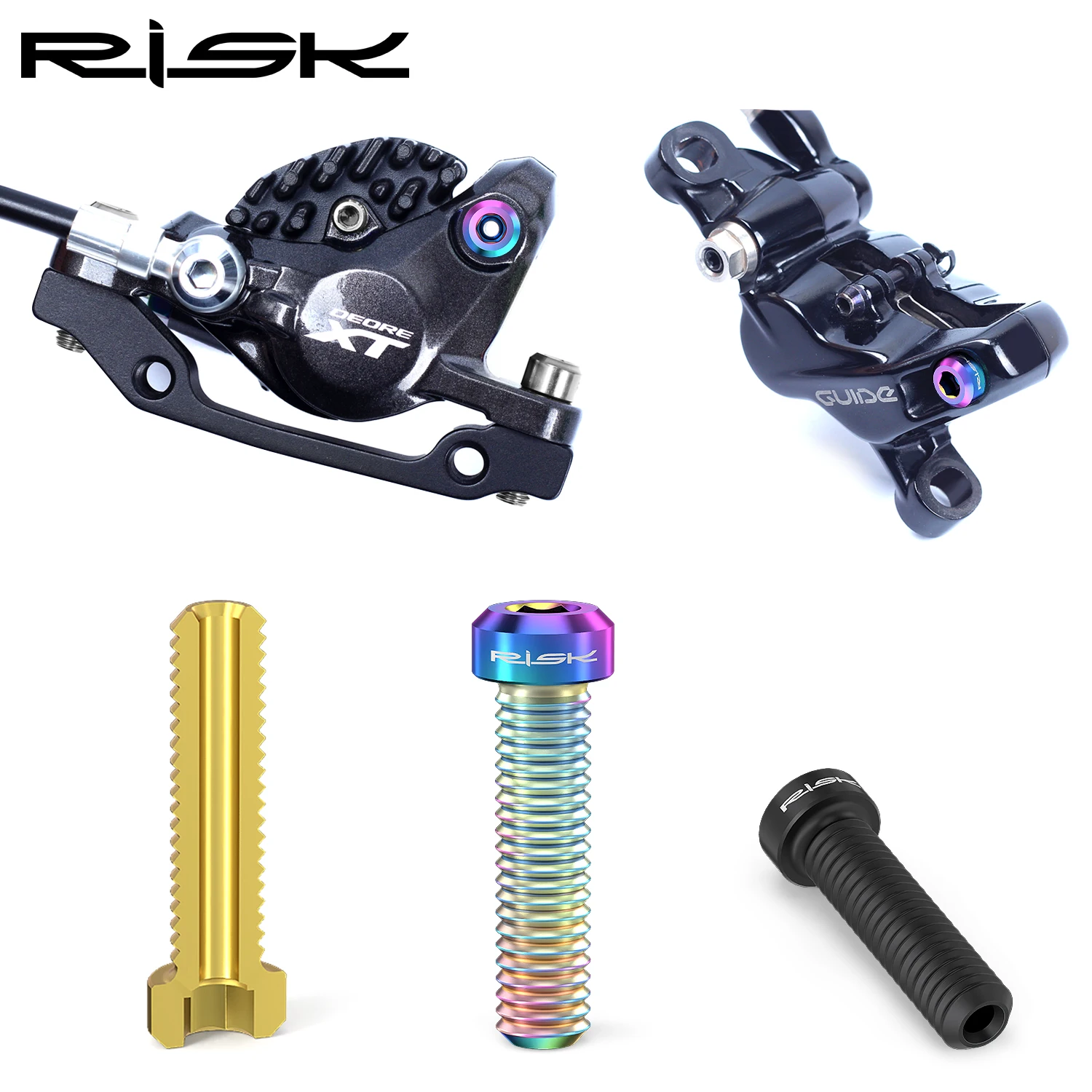 

RISK Titanium Alloy Screws Bicycle Hydraulic Disc Brake Lines Five-Wire Body Screws Brake Pad Pins XT Disc Brakes M8000