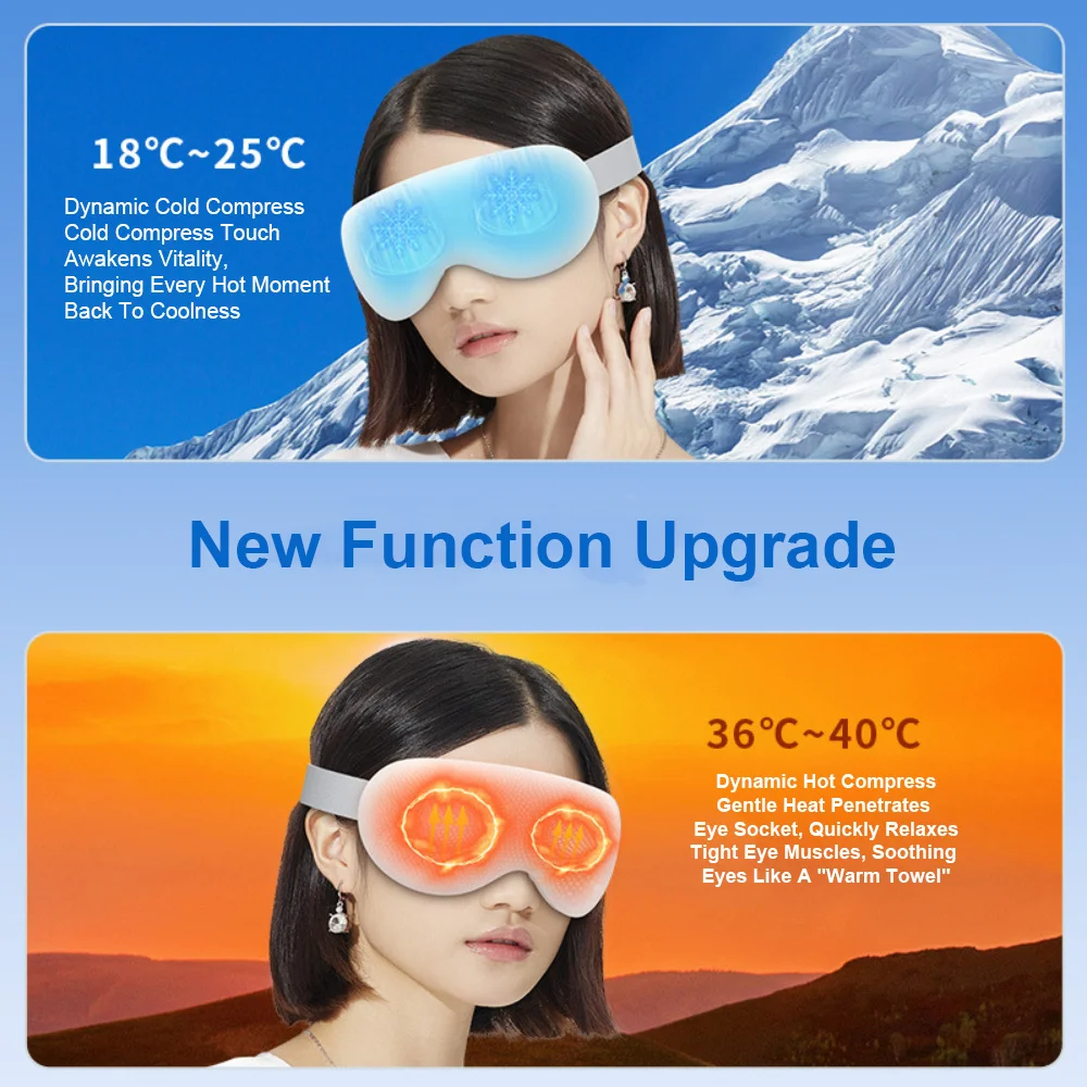 Eye Massager with Heat and Cooling Rechargeable Eye Care Device for Eye Strain Dry Eye and Puffiness Electric Bluetooth Eye Mask