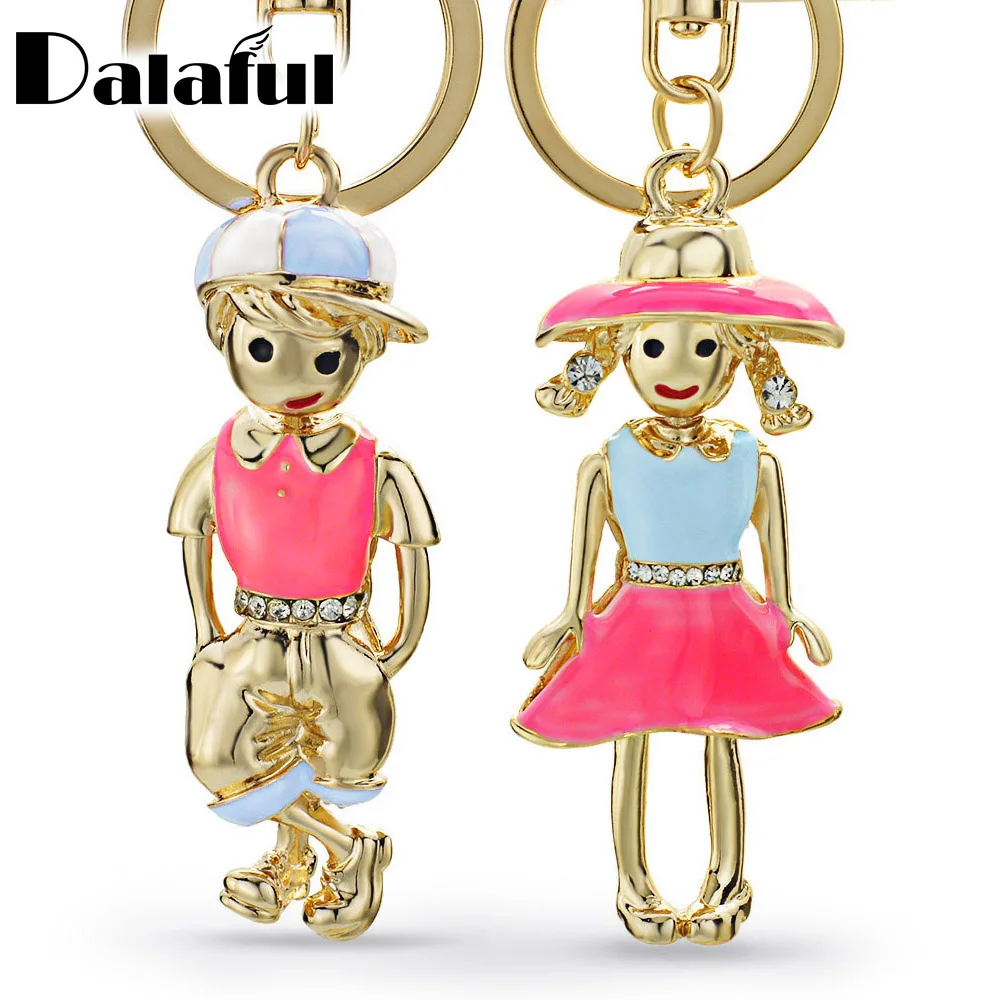 Novelty Girl Boy For Lovers Gift  Key Chains Rings Holder Exquisite Crystal Bag Pendant For Car Keyrings KeyChains Chaveiro K249