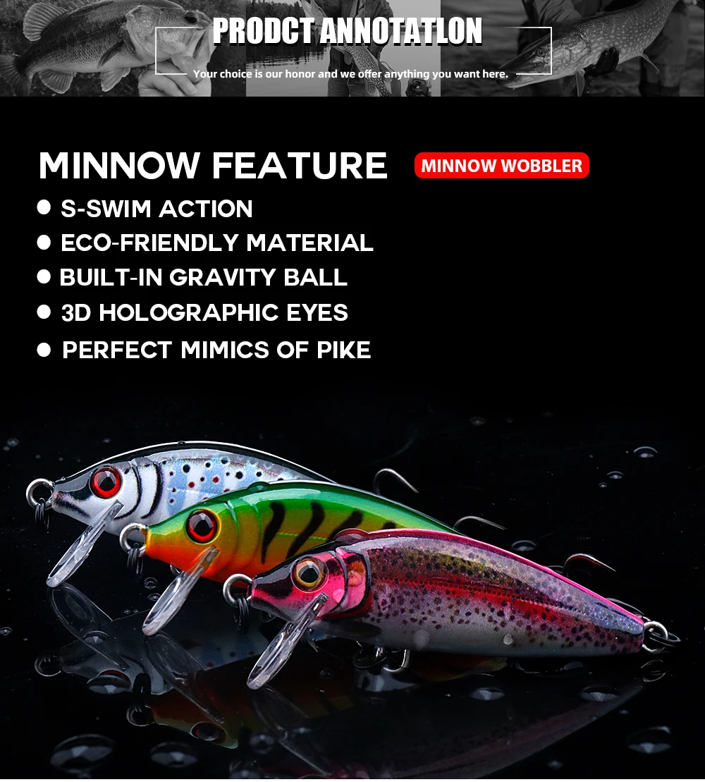 Agoie Sinking Minnow Wobbler 50 mm 5 g harter Jerkbait-Angelköder für Barsch, Forelle, Hecht, realistischer künstlicher Köder – Detail 1