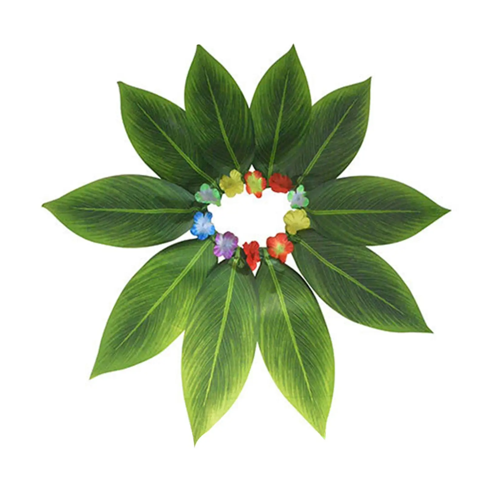Hawaiian Grass Skirt for Luau Party Costume Women Tropical Green Leaf Dance Accessory