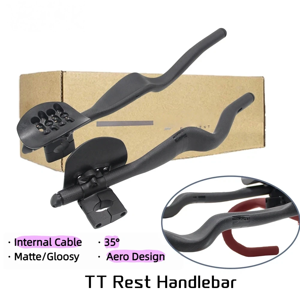

Internal Cable Routing Ergonomics TT Handlebar 35° Triathlon Time Trial Extension Bar 3K Full Carbon Fiber Aero Design