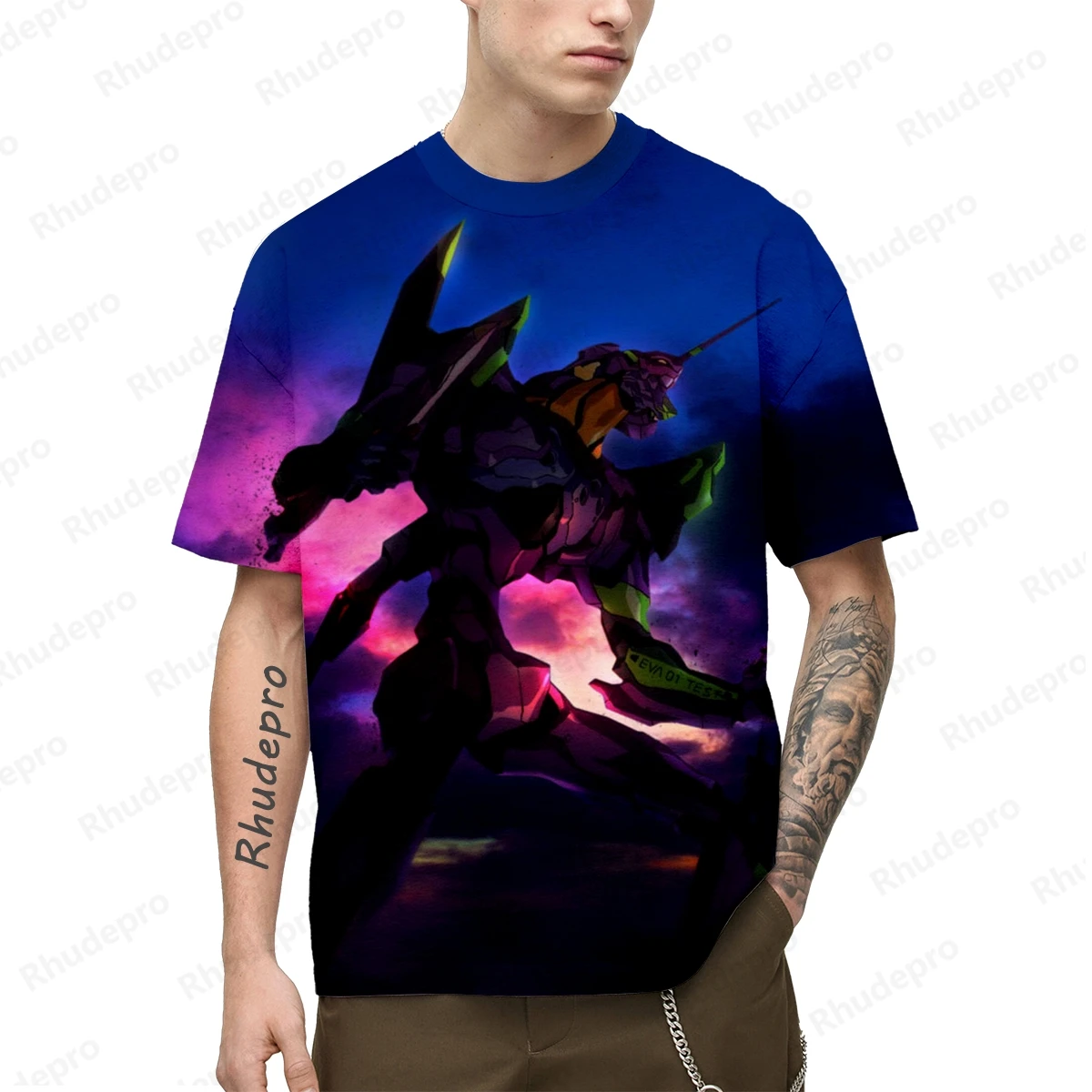 

Neon Genesis Evangelion Anime T Shirts Men's T-shirt Children's Streetwear Trend Clothing Tops Short Sleeve Cosplay 100-5XL