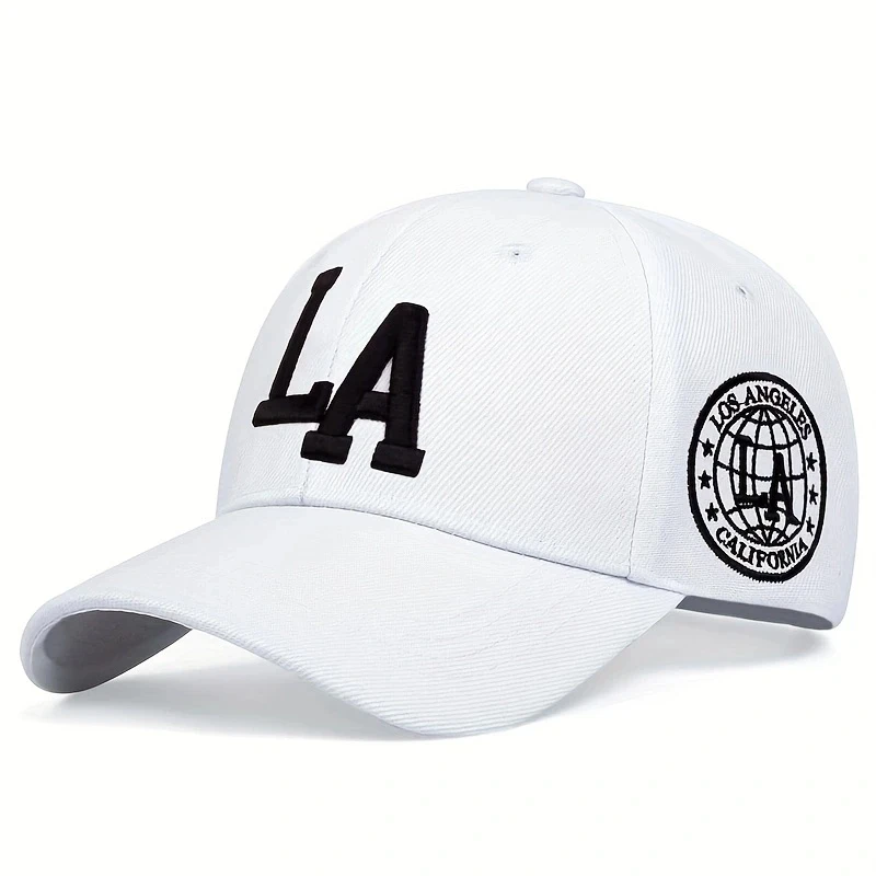 Unisex LA Letter Embroidery Snapback Baseball Caps for Men Women Spring and Autumn Outdoor Adjustable Casual Hats Sunscreen Hat