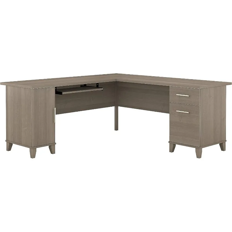 Somerset 72W L Shaped Desk with Storage in Ash Gray