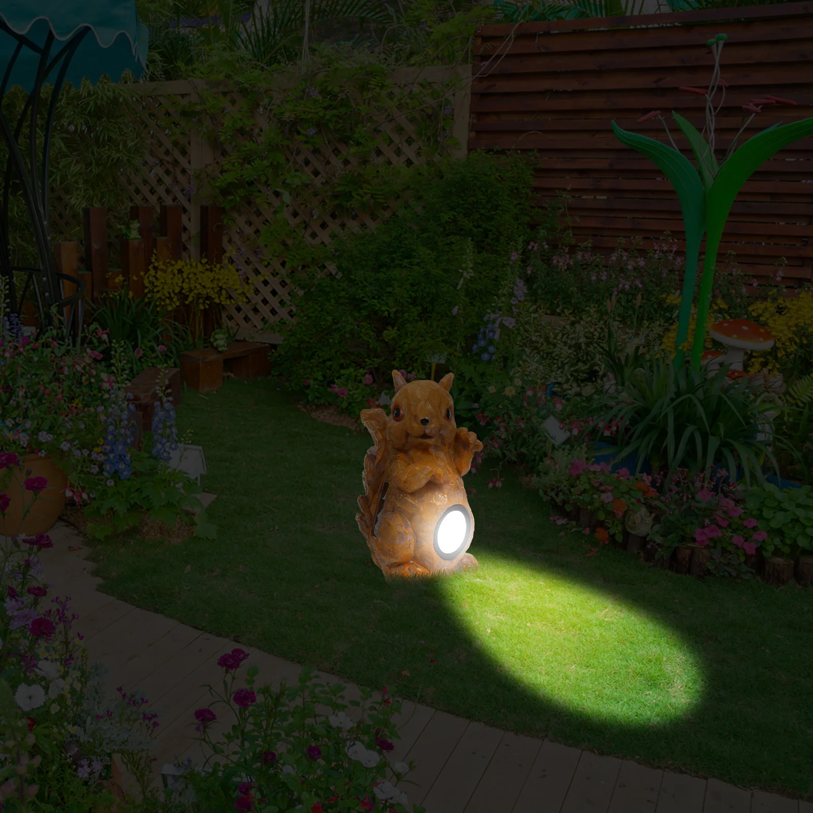 Lámpara Solar LED con Forma de Ardilla de Dibujos Animados, Decoración de Jardín de Resina Impermeable para Exteriores, Foco Bonito para Patio y Camino