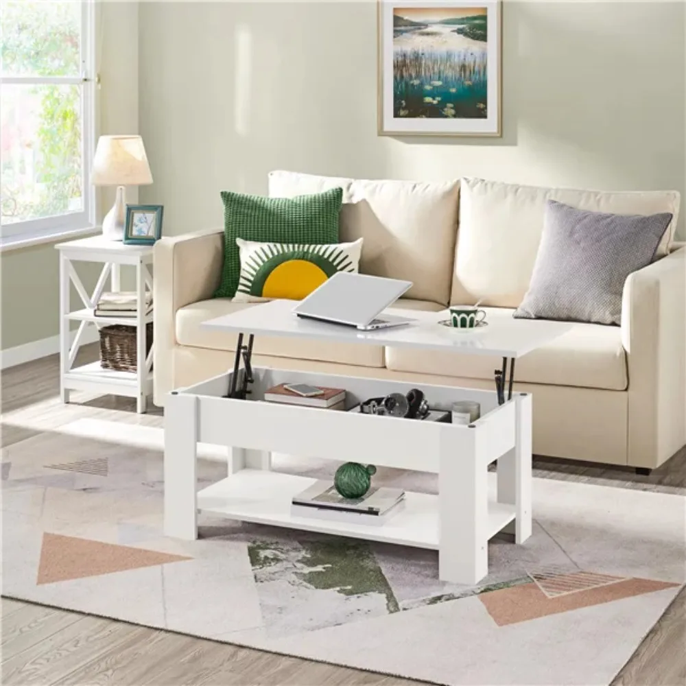 

Easyfashion Modern 38.6" Rectangle Wooden Lift Top Coffee Table with Lower Shelf, Multiple Colors and Sizes