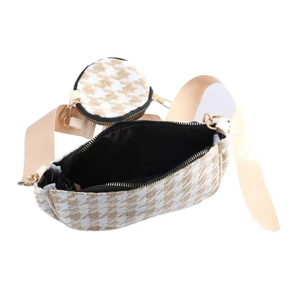 Adjustable Strap Casual Bag Composite Bags Travel Women Crossbody Bag Messenger Bag Plaid Print Shoulder Bag Mini Round Purse