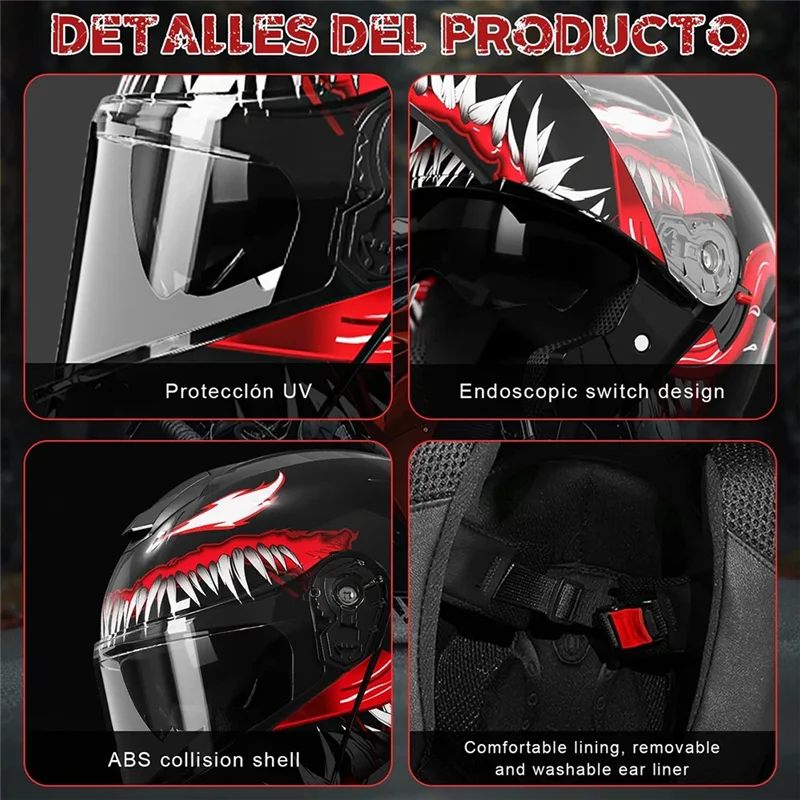 

Ac29-Full Face Racing Motorcycle Helmet Flip Helmet Off Road Big Spoiler Season(54-61Cm)