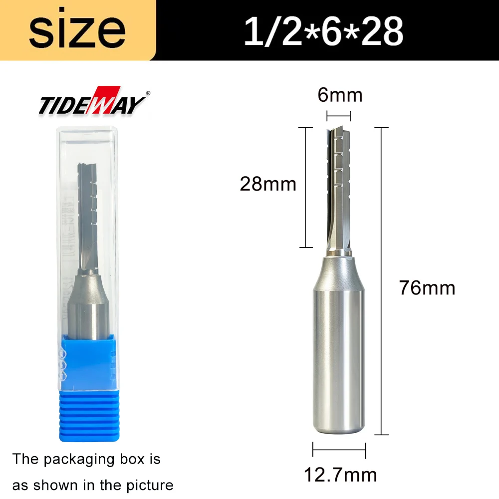 Tideway 1/2 Shank 3 Flutes Cutting Straight Router Bit TCT Frezy do obróbki drewna CNC Frez do przycinania bitów do drewna — zdjęcie produktu 15