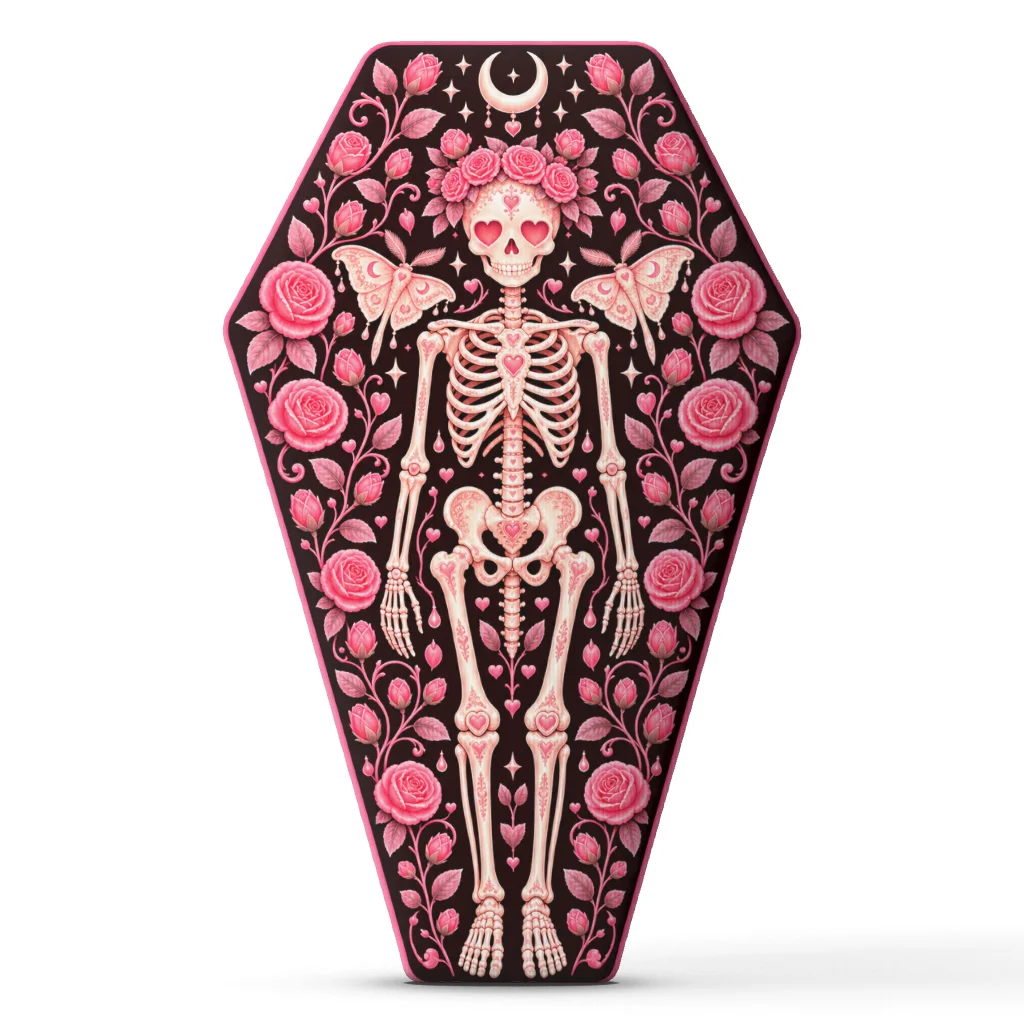Gothic Skeleton Rose Coffin Pillow Romantic Heart Cushion Valentine Throw Pillow Irregular Stuffed Home Decor Sofa Bed Gift